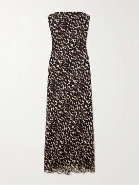 STAUD Cassie Strapless Silk Maxi Dress
